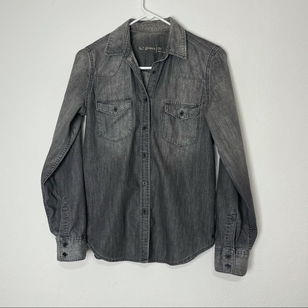 Gap 1969 Black Denim Button Down Shirt